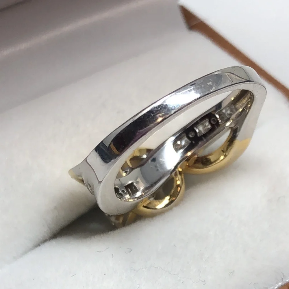 Moissanite Fire Ring Two Tone Crossover 14K Yellow Gold Over 925 Silver Size 7